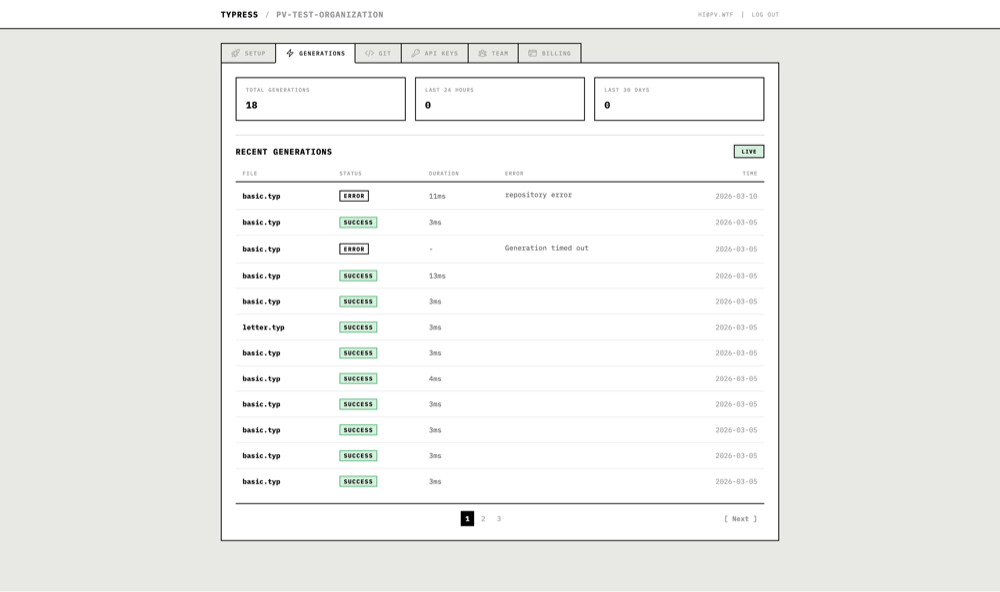 Typress PDF generation service
